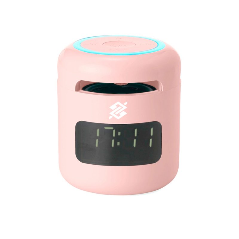 Caixa de Som Multimídia com Relógio Despertador LED - Rosa