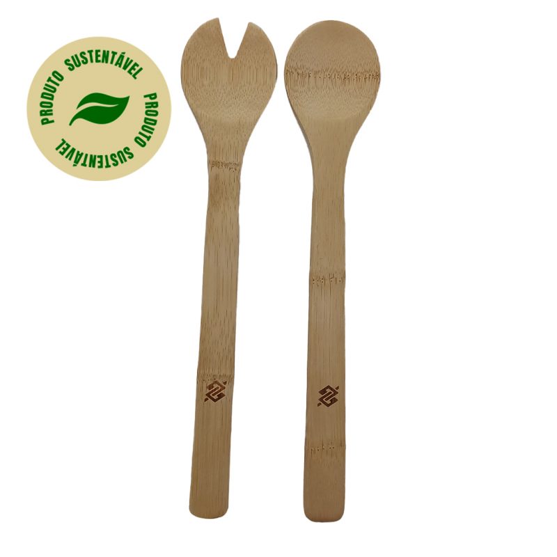 Conjunto de 2 Talheres para Salada em Bambu