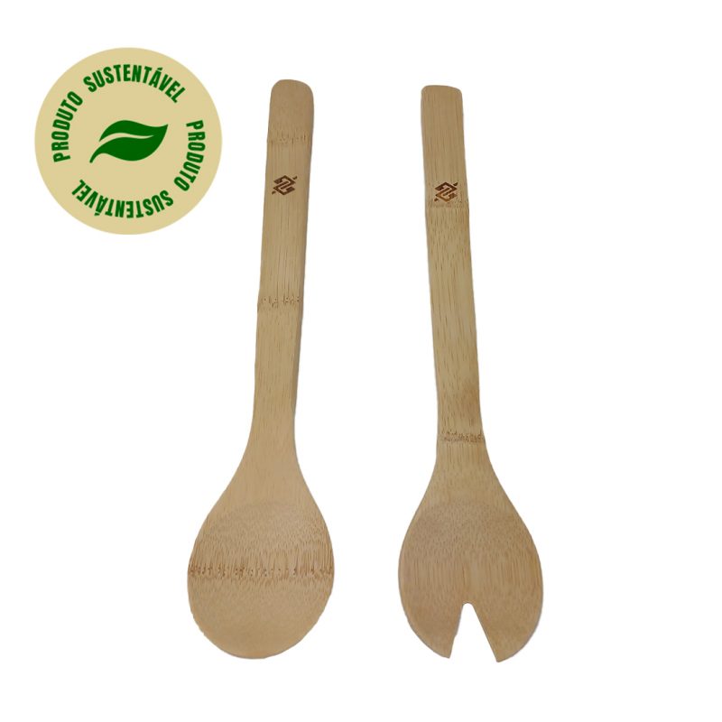 Conjunto de 2 Talheres para Salada em Bambu - Image 2