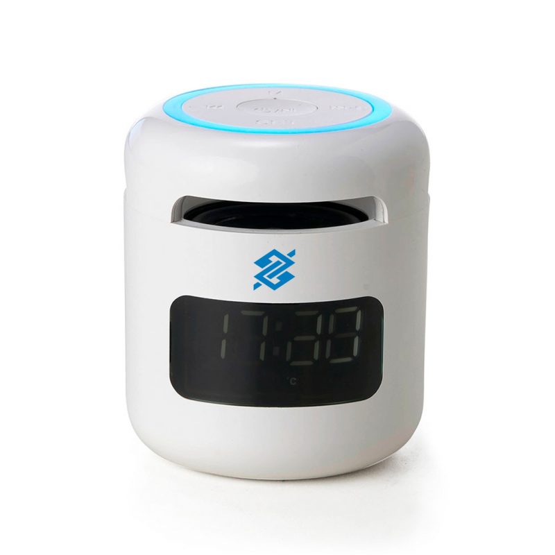 Caixa de Som Multimídia com Relógio Despertador LED - Branco