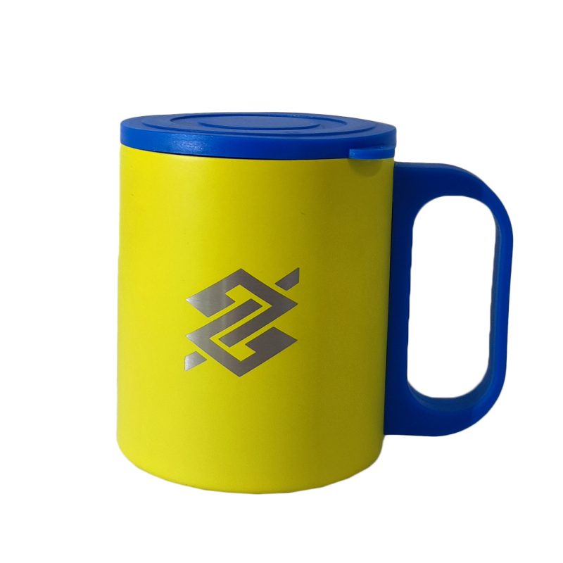 Caneca em Inox 180 ML - Azul e Amarelo