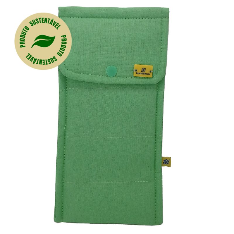 Conjunto de 3 Talheres Bege com Porta Talher Tecido Verde - Image 2